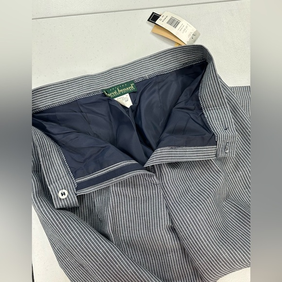 Harve Benard Striped Linen Blend Cropped Pants Relaxed Pleated Trouser 12 Petite - Picture 9 of 11